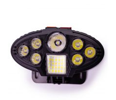Čelová lampa nabíjateľná 8 led a bočný COB panel