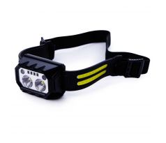 LED čelovka s USB nabíjaním – 5 režimov, červené a modré svetlo