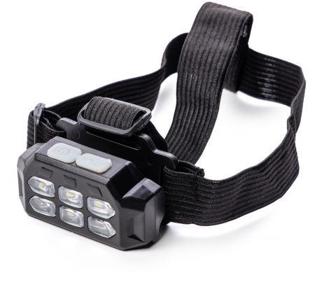 LED čelovka s USB nabíjaním – 6 COB  LED diód, 4 režimy
