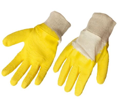 Rukavice bavlna, máčané v latexe, 10"polomáčané