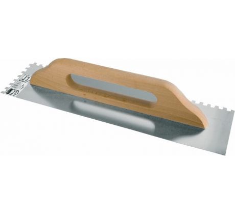 Hladidlo antikorové, drevená rukoväť, 480x130mm, zuby 8x8mm