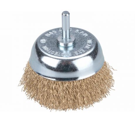 Kartáč hrnčekový vlnitý so stopkou, Ø75mm, stopka Ø6mm, EXTOL CRAFT