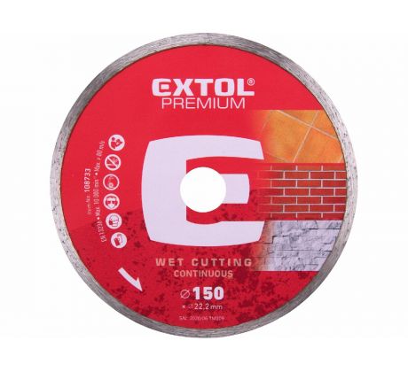 Kotúč rezný diamantový plný, 150mm, EXTOL PREMIUM