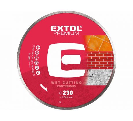 Kotúč rezný diamantový plný, 230mm, EXTOL PREMIUM