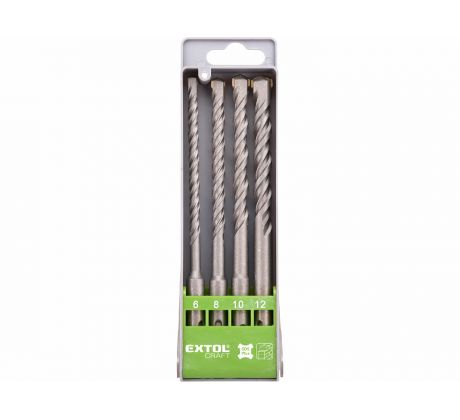 Vrtáky do betónu SDS-plus, 4-dielna sada, Ø6-8-10-12mm, SK, EXTOL CRAFT