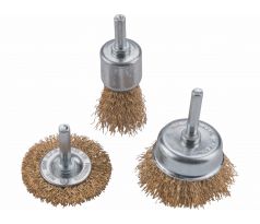 Kartáče so stopkou, vlnitý pomosadzený drôt 0,3mm, 3-dielna sada, EXTOL CRAFT