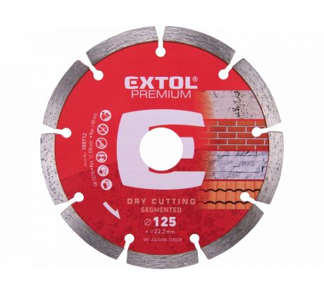 Kotúč rezný diamantový segmentový, 125mm, EXTOL PREMIUM
