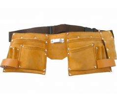 Vrecko na náradie kožené, 12 vreciek, s opaskom, plastová spona, dvojdielne, EXTOL CRAFT