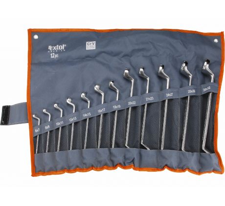 Kľúče očkové vyhnuté, 12-dielna sada, 6-32mm, CrV, EXTOL PREMIUM