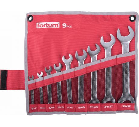 Kľúče vidlicové,  9-dielna sada, 6-32mm, FORTUM