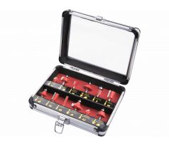 Profilové frézy HSS s SK plátkami, 12-dielna sada, hliníkové puzdro, EXTOL PREMIUM