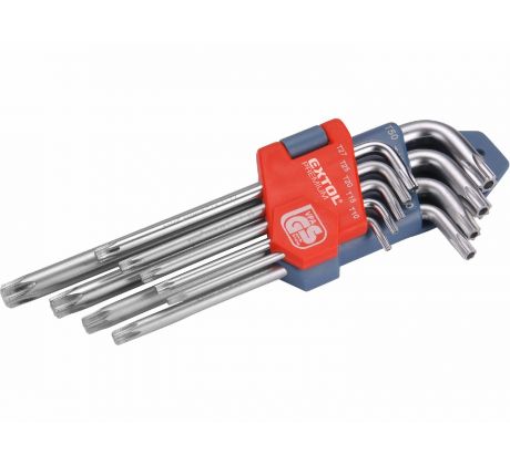 Kľúče Torx s dierkou, 9-dielna sada, T10-50, CrV, EXTOL PREMIUM