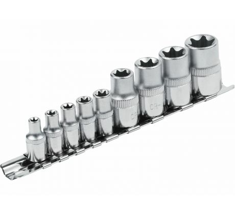 Kľúče nástrčné TORX, 1/4'', 9ks, E5-18, CrV, EXTOL PREMIUM