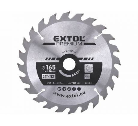 Kotúč pílový s SK plátkami, ø165x2,8x20mm, 24z, EXTOL PREMIUM
