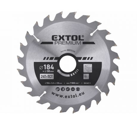 Kotúč pílový s SK plátkami, ø184x3,2x30mm, 24z, EXTOL PREMIUM