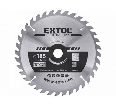 Kotúč pílový s SK plátkami, ø185x3,2x20mm, 36z, EXTOL PREMIUM