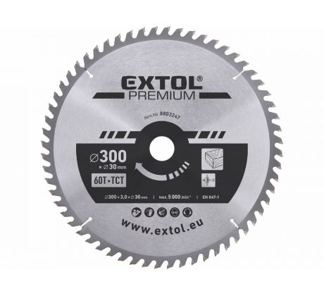 Kotúč pílový s SK plátkami, Ø300x3,2x30mm, 60z, EXTOL PREMIUM