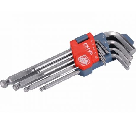 Kľúče imbusové s guľôčkou, 9-dielna sada, 1,5-10mm, CrV, EXTOL PREMIUM