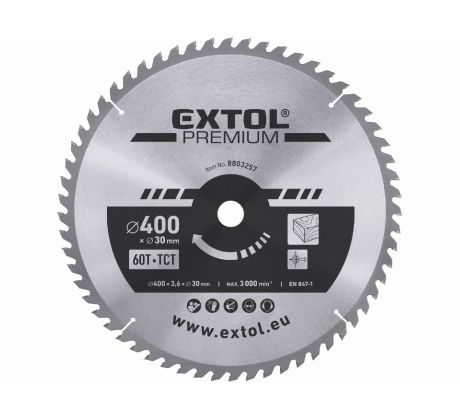 Kotúč pílový s SK plátkami, Ø400x3,8x30mm, 60z, EXTOL PREMIUM