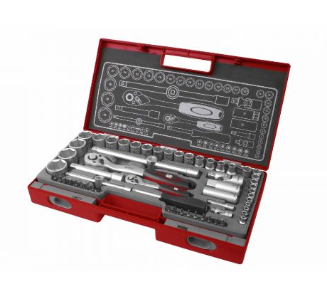 Sada nástrčných a zástrčných kľúčov, 1/4", 1/2", 60ks, FORTUM
