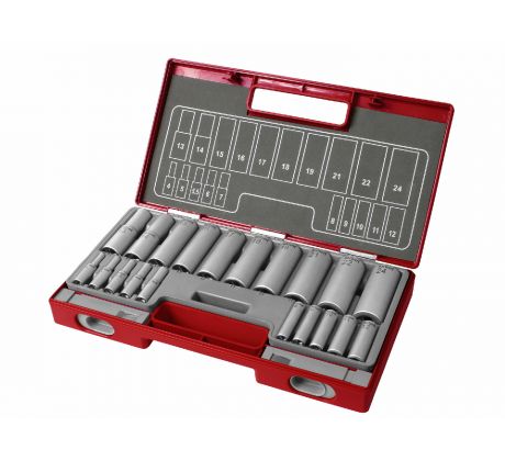 Sada predĺžených nástrčných kľúčov, 1/4", 1/2", 20ks, FORTUM