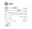 Sada nástrčných kľúčov, 1/2", 27ks, FORTUM