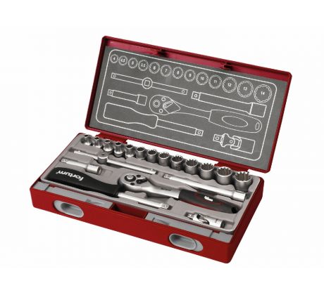 Sada nástrčných kľúčov Multi-lock, 1/4", 19ks, FORTUM