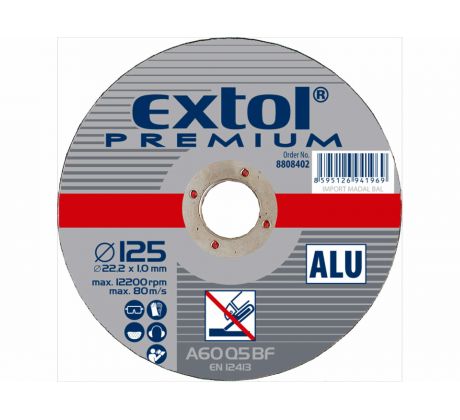 Kotúč rezný na hliník, 125x1,0mm, EXTOL PREMIUM