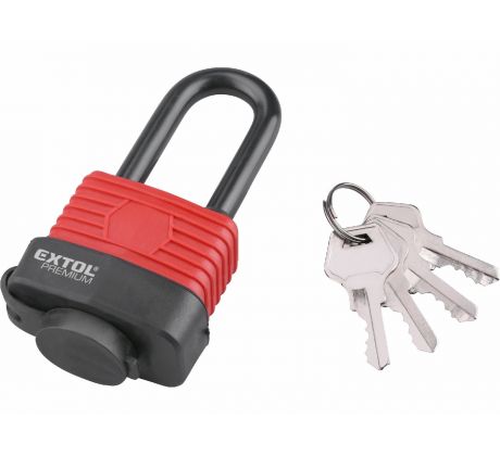 Zámok visací vodeodolný poplastovaný predĺžený, 4 kľúče, 40mm, EXTOL PREMIUM