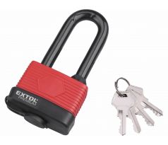Zámok visací vodeodolný poplastovaný predĺžený, 4 kľúče, 65mm, EXTOL PREMIUM