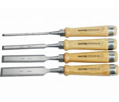 Dláta, drevená rukoväť, 4-dielna sada, CrV, EXTOL PREMIUM