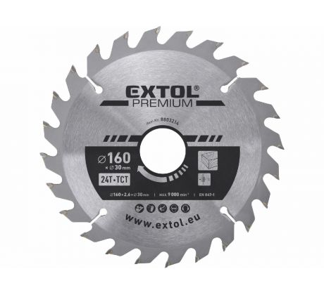 Kotúč pílový s SK plátkami, ø160x2,8x30mm, 24z, EXTOL PREMIUM