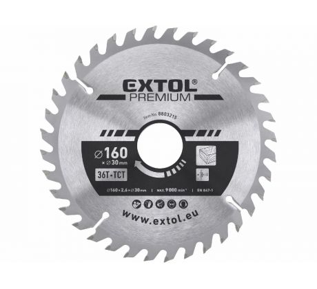 Kotúč pílový s SK plátkami, ø160x2,8x30mm, 36z, EXTOL PREMIUM