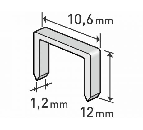 Spony do sponkovacej pištole 12mm, 10,6x1,2mm, 1000ks, EXTOL PREMIUM