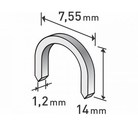 Spony oblé do sponkovacej pištole 14mm, 7,55x1,2mm, 1000ks, EXTOL PREMIUM