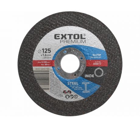 Kotúč rezný na oceľ a antikoro, 125x1,6mm, EXTOL PREMIUM