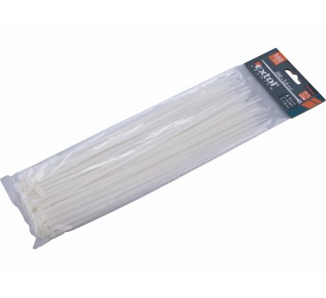 Pásky sťahovacie biele, 3,6x280mm, 100ks, Ø70mm, 18kg, nylon PA66, EXTOL PREMIUM