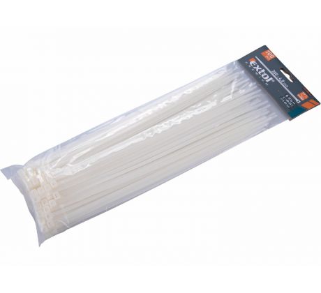 Pásky sťahovacie biele, 4,8x300mm, 100ks, Ø82mm, 22kg, nylon PA66, EXTOL PREMIUM