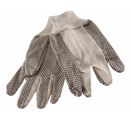 Rukavice bavlna, PVC terčíky, 10"