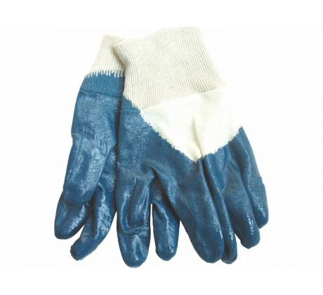 Rukavice bavlna, máčané v nitrile, 10"