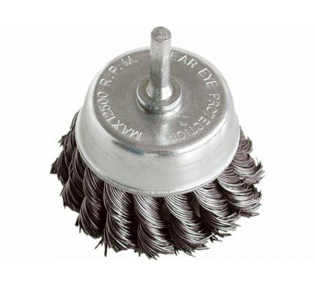 Kartáč hrnčekový so stopkou vrkočový, Ø75mm, stopka Ø6mm, EXTOL CRAFT