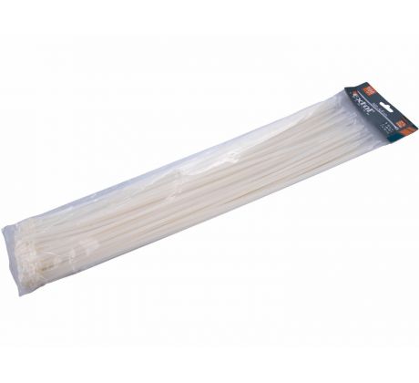 Pásky sťahovacie biele, 4,8x500mm, 100ks, Ø150mm, 22kg, nylon PA66, EXTOL PREMIUM