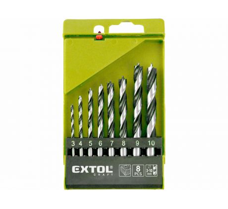 Vrtáky do dreva, 8-dielna sada, Ø3-4-5-6-7-8-9-10mm, EXTOL CRAFT