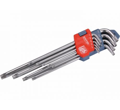 Kľúče Torx s dierkou predĺžené, 9-dielna sada, T10-50, Cr-V, EXTOL PREMIUM