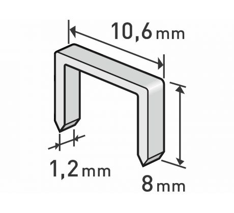 Spony do sponkovacej pištole 8mm, 10,6x1,2mm, 1000ks, EXTOL PREMIUM