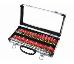 Profilové frézy HSS s SK plátkami, 24-dielna sada, hliníkový kufor, EXTOL PREMIUM