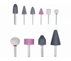 Brúsne telieska, 10-dielna sada, stopka 5x Ø6mm + 5x Ø3mm, EXTOL CRAFT
