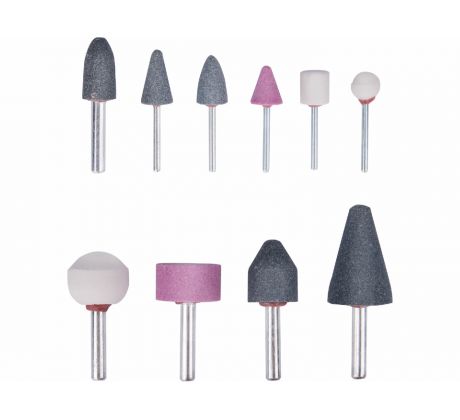 Brúsne telieska, 10-dielna sada, stopka 5x Ø6mm + 5x Ø3mm, EXTOL CRAFT