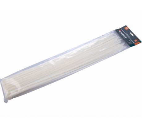 Pásky sťahovacie biele, 7,6x540mm, 50ks, Ø150mm, 55kg, nylon PA66, EXTOL PREMIUM