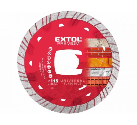 Kotúč rezný diamantový Turbo plus, ø115mm, EXTOL PREMIUM